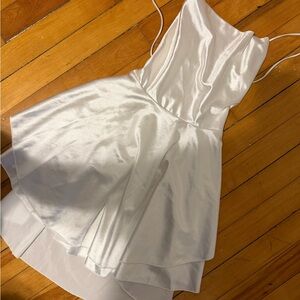 Elegant White Satin Dress